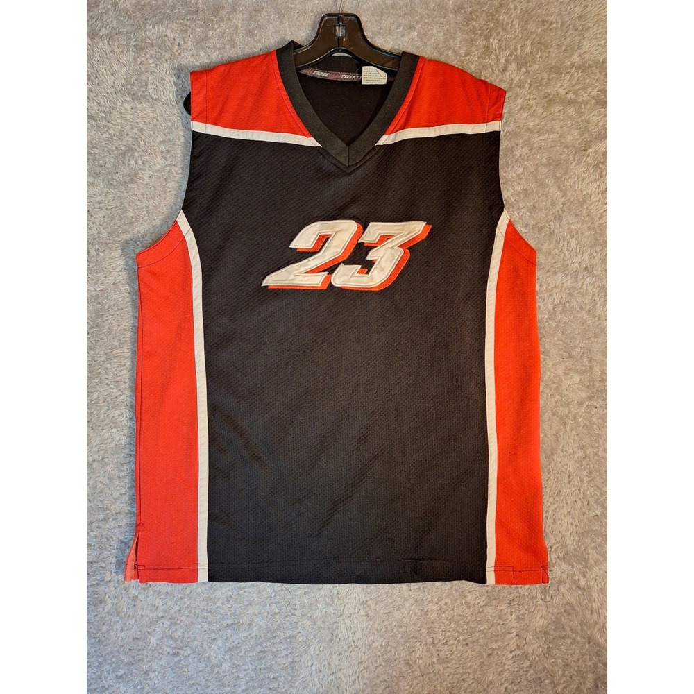 Twenty Three Mens Basketball Jersey Black Red Mesh Graphic 23 V-Neck Size M